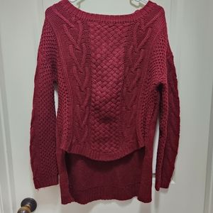 Burgundy cable knit sweater